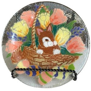 Peggy Karr Fused Art Glass Easter/Spring 8” Plate